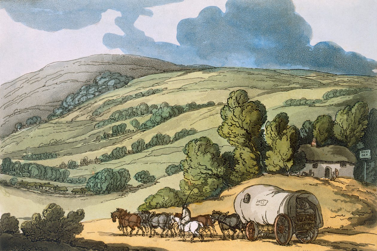 Taunton Vale, Somersetshire, a "Sketches from Nature"-ből, 1822-ben megjelent (színezett rézkarc) alkotó: Thomas Rowlandson
