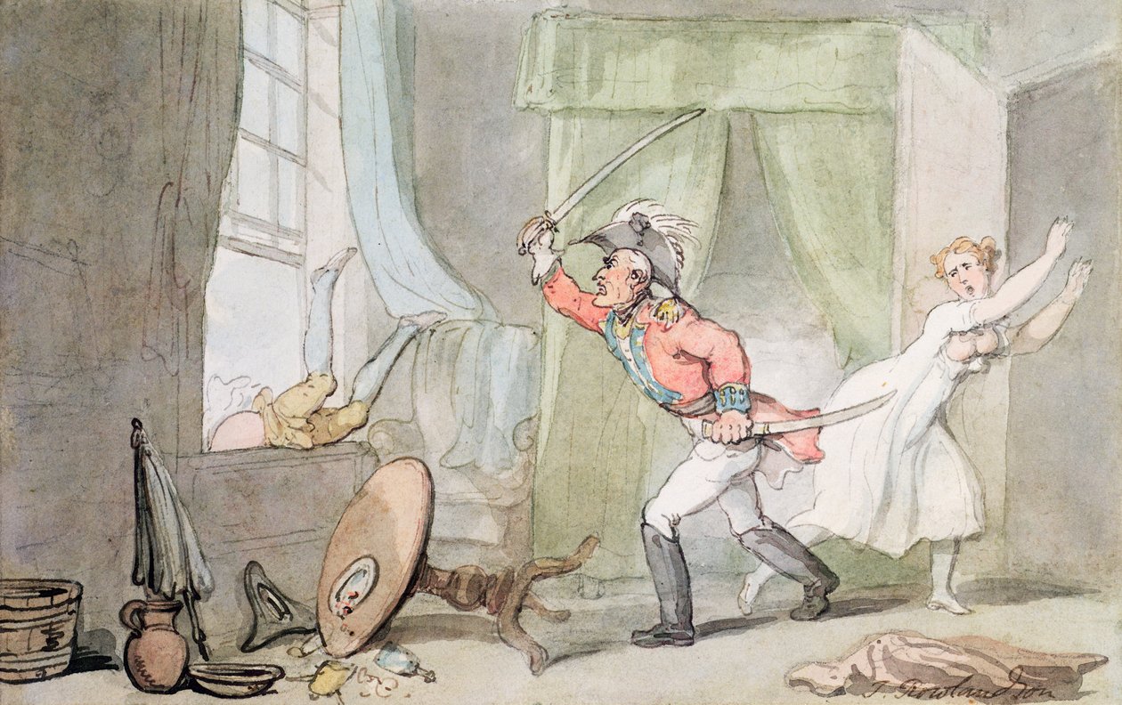 The Angry Husband (toll és tinta mosásokkal) alkotó: Thomas Rowlandson
