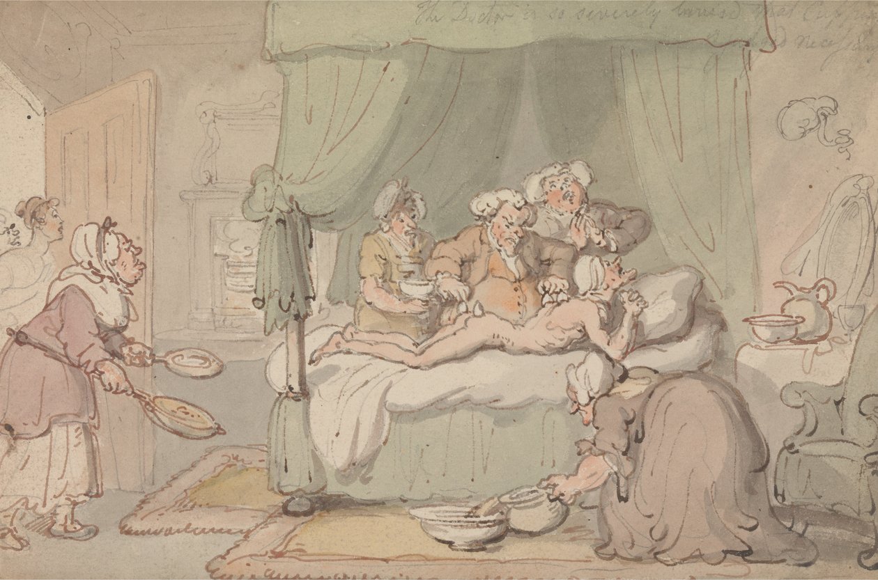 A doktor annyira súlyos zúzódást szenved, hogy a köpölyözést szükségesnek ítélik alkotó: Thomas Rowlandson