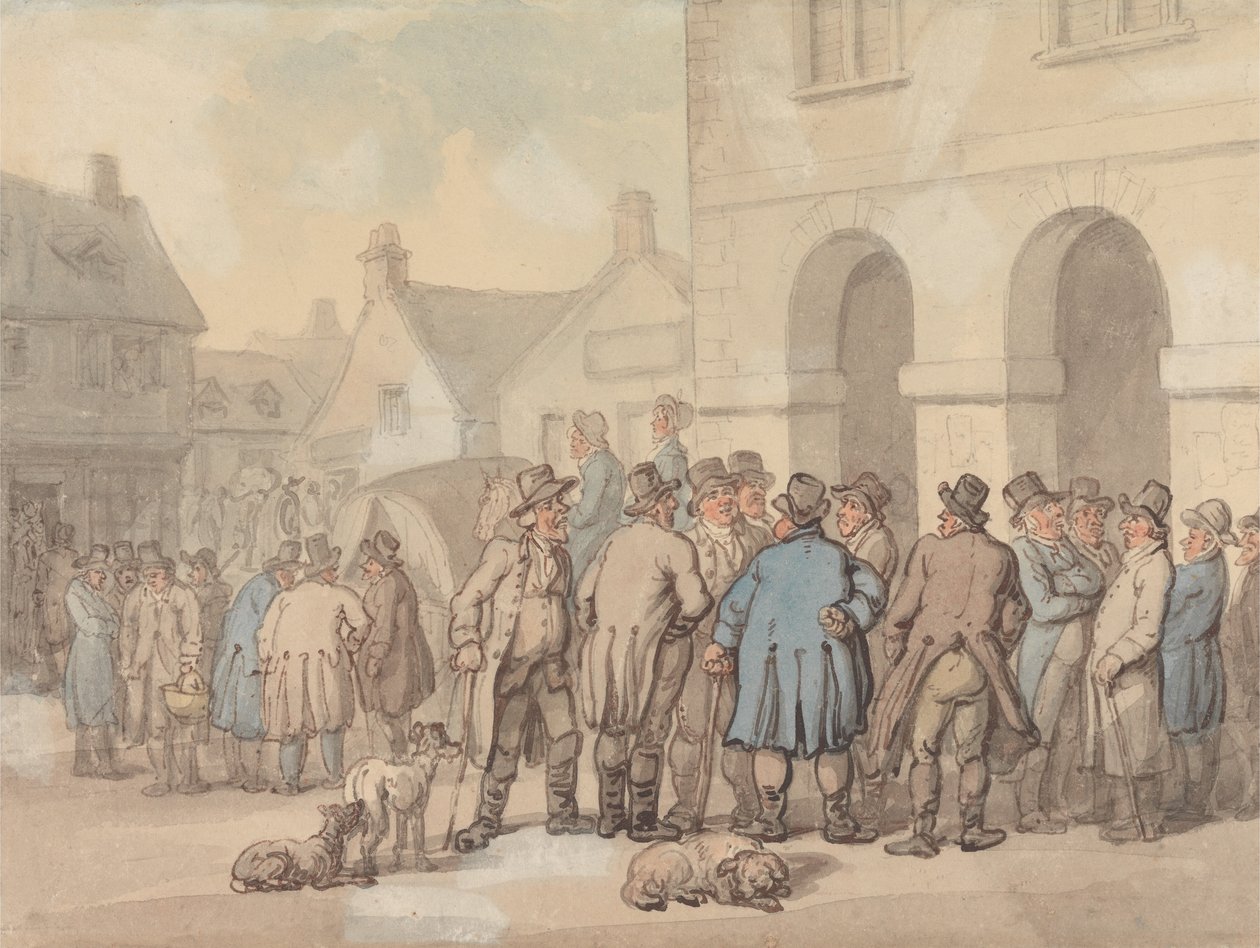 A piactér, Brackley, Northamptonshire alkotó: Thomas Rowlandson