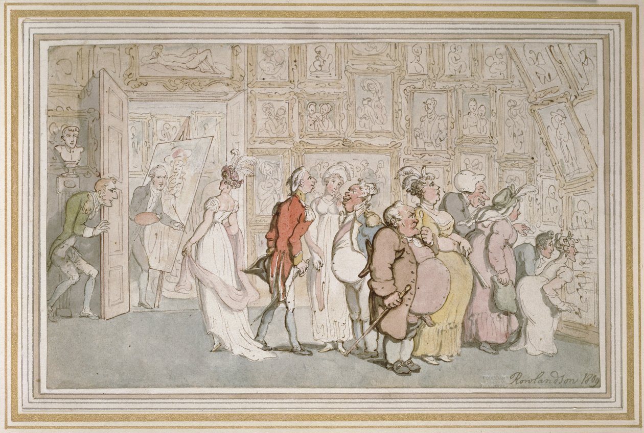 A portréfestő előszobája, 1809 (toll és barna tinta és akvarell grafit jelzésekkel) alkotó: Thomas Rowlandson