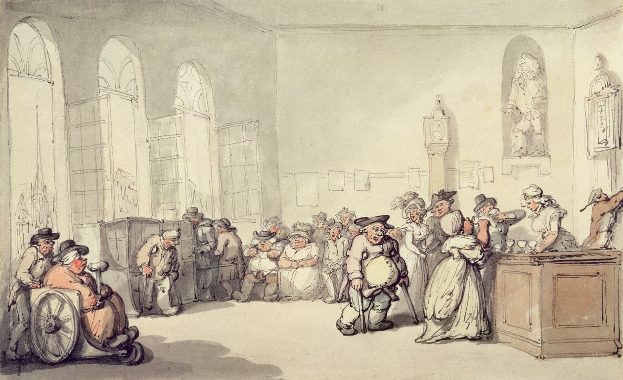 The Pump Room, a "Scenes at Bath"-ból, 1795 körül (wc és toll és tinta papíron) alkotó: Thomas Rowlandson
