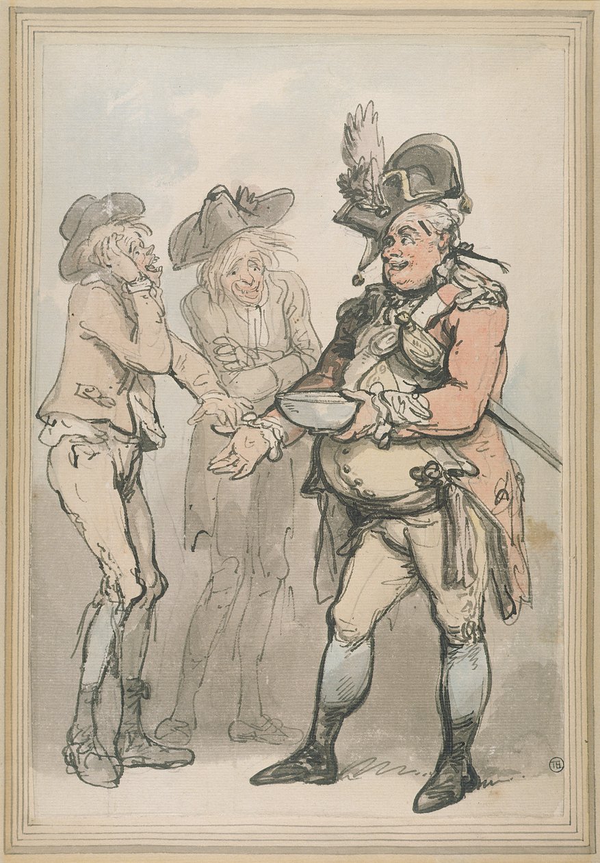 The Recruiting Sergeant, 1790 körül (toll, tinta és WC papíron) alkotó: Thomas Rowlandson