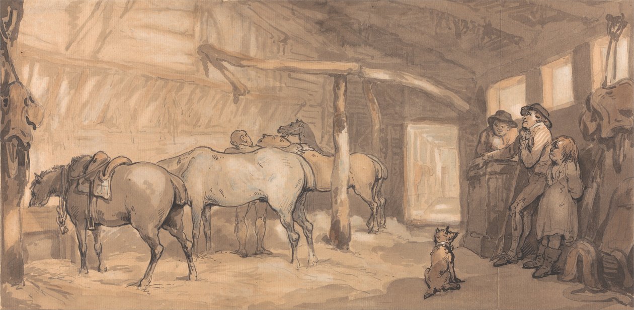 A fogadó istállója alkotó: Thomas Rowlandson