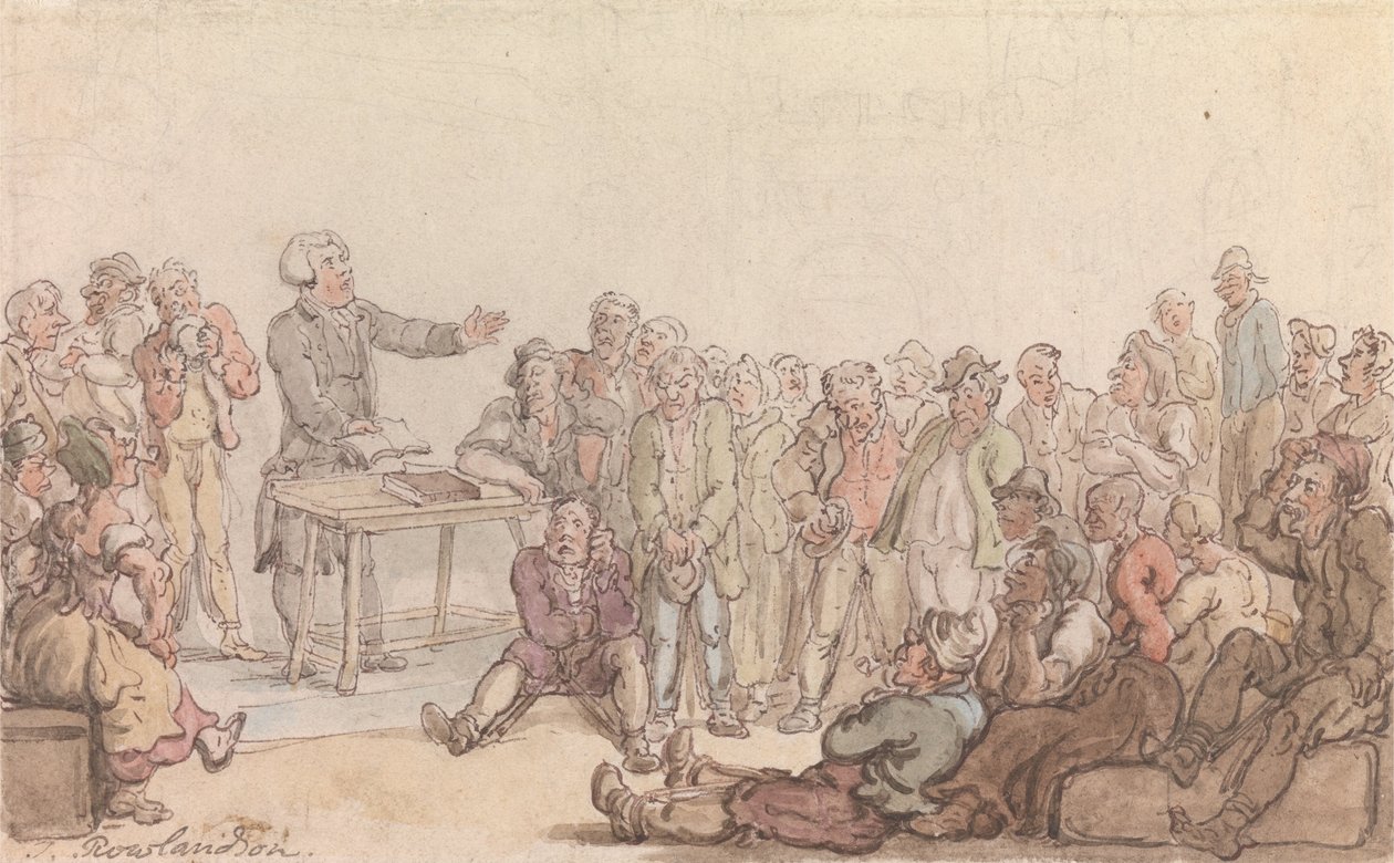 A wakefieldi helynök- A vikárius prédikál a foglyoknak alkotó: Thomas Rowlandson