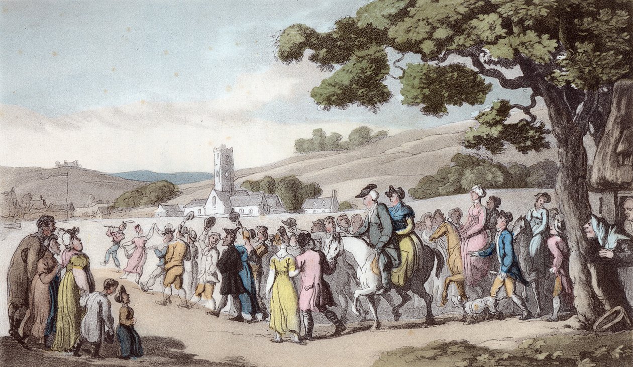 Üdvözöljük, Oliver Goldsmith „The Vicar of Wakefield” illusztrációja, pub. Ackermann, 1817 (kézzel színezett akvatinta) alkotó: Thomas Rowlandson