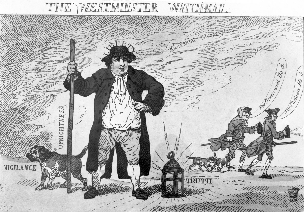 A Westminster Watchman, 1784 alkotó: Thomas Rowlandson