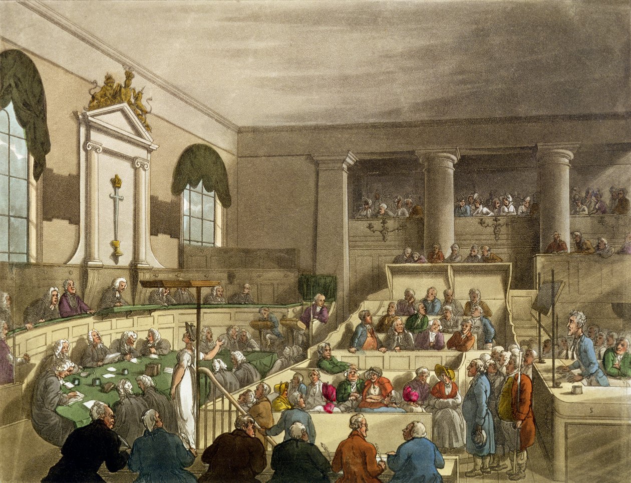 A tárgyalás folyamatban van az Old Bailey-ben alkotó: Thomas Rowlandson
