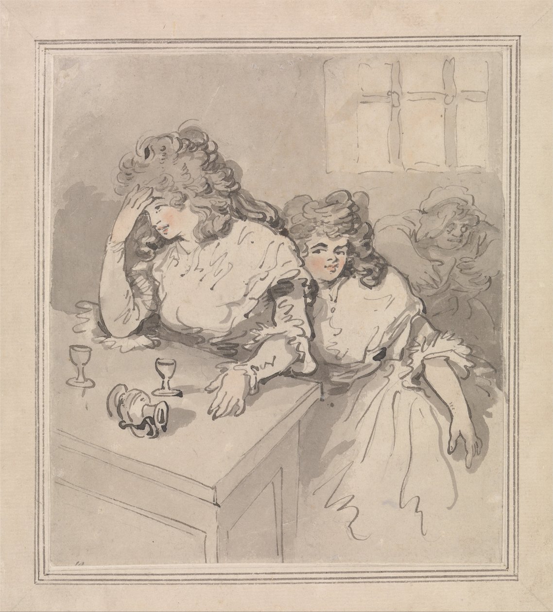Két lány borozgat alkotó: Thomas Rowlandson