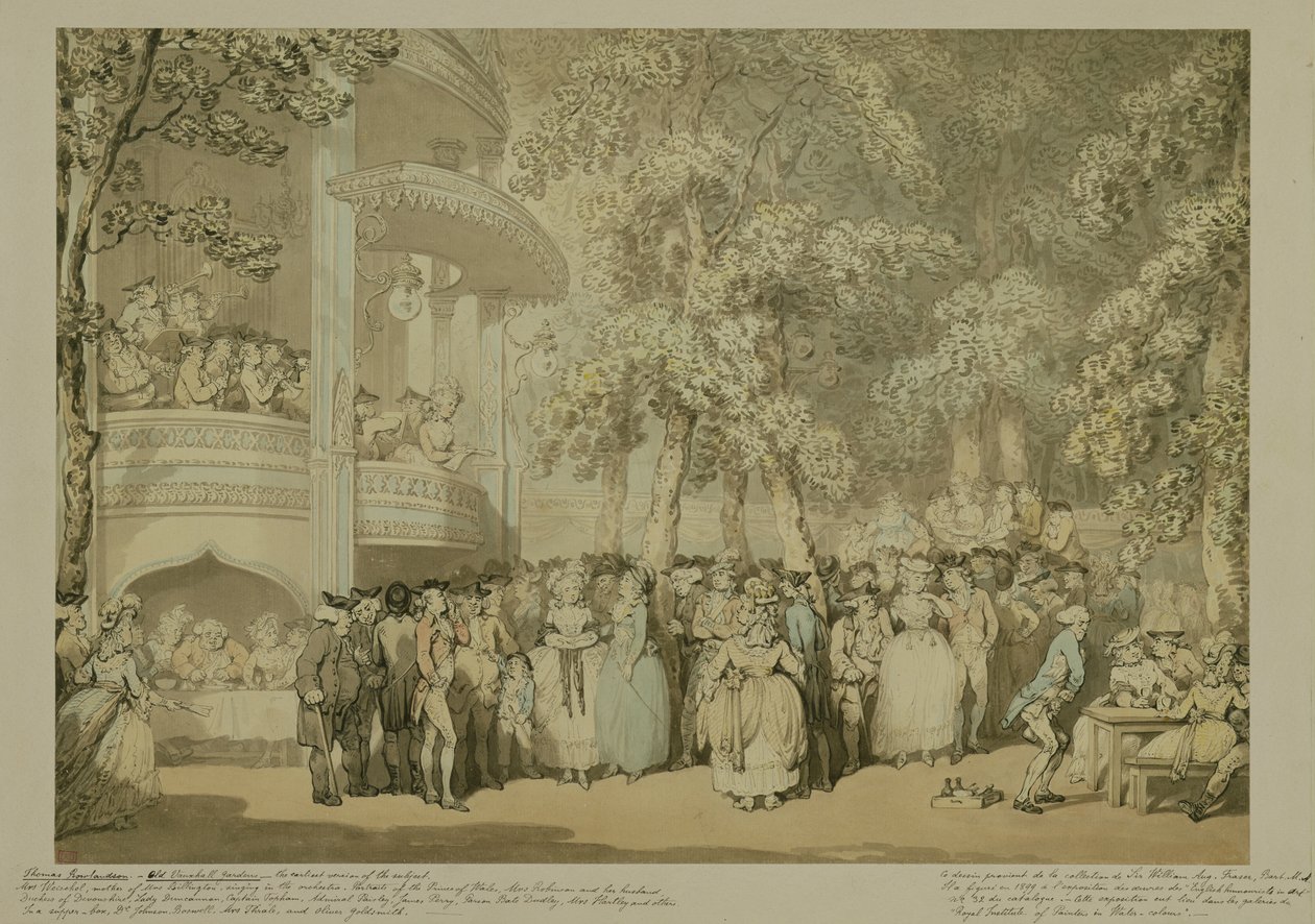 Vauxhall Gardens, 1784 körül (mosás és WC tollal és barna tintával, ceruzával papíron) alkotó: Thomas Rowlandson