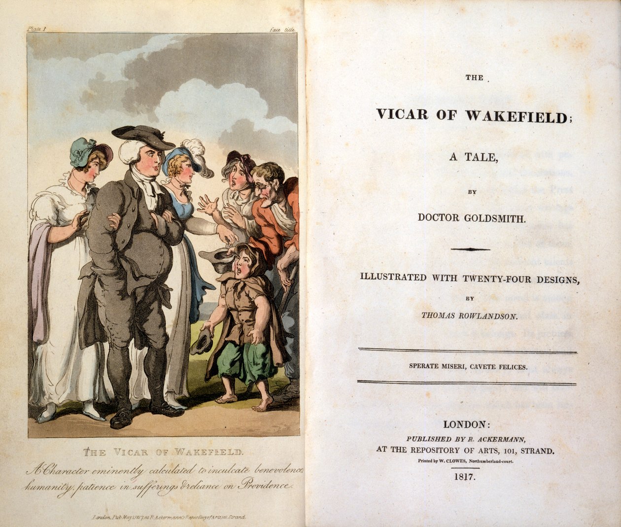 Oliver Goldsmith Wakefield helytartója, Frontispiece, 1817 alkotó: Thomas Rowlandson