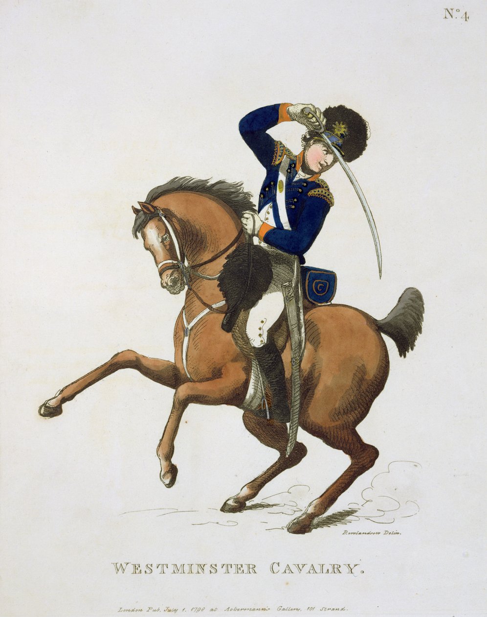 Westminster Cavalry Volunteer, 4. lemez a „Loyal Volunteers of London and Environs”-ból, 1798-ban alkotó: Thomas Rowlandson