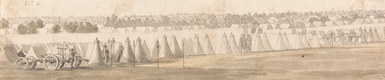 Egy tábor Flandriában (toll- és tintamosás papíron) alkotó: Thomas Sandby