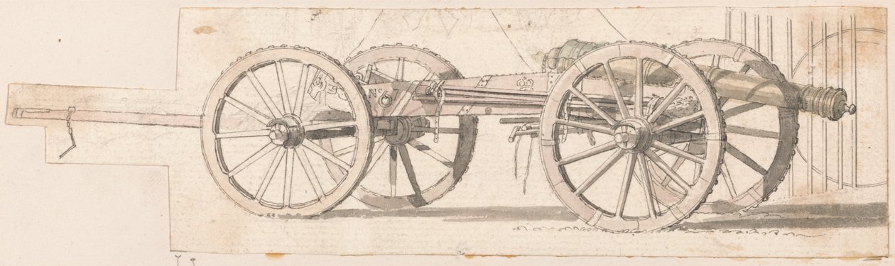 Gun and Limber, No.7 (toll és tinta mosás papíron) alkotó: Thomas Sandby