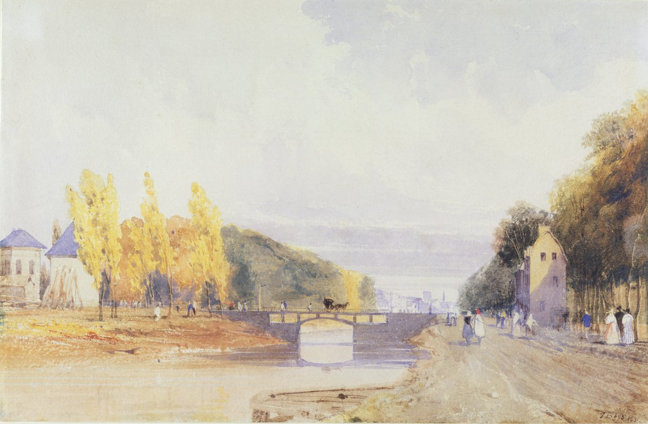 Brüsszel a Párizsi útról, 1831 (wc ceruzával, papíron testszínnel) alkotó: Thomas Shotter Boys