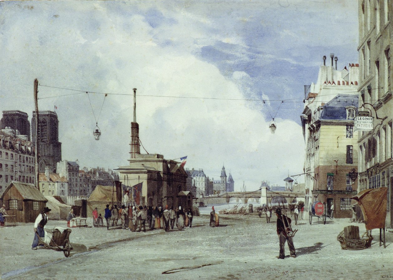 Quai de la Greve, Párizs, 1837 alkotó: Thomas Shotter Boys