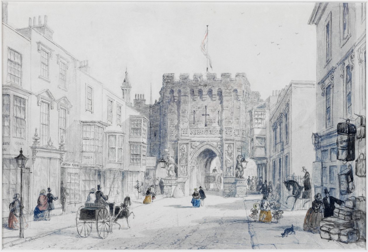 The Bar Gate, Southampton (tinta és akvarell a kártyán) alkotó: Thomas Shotter Boys
