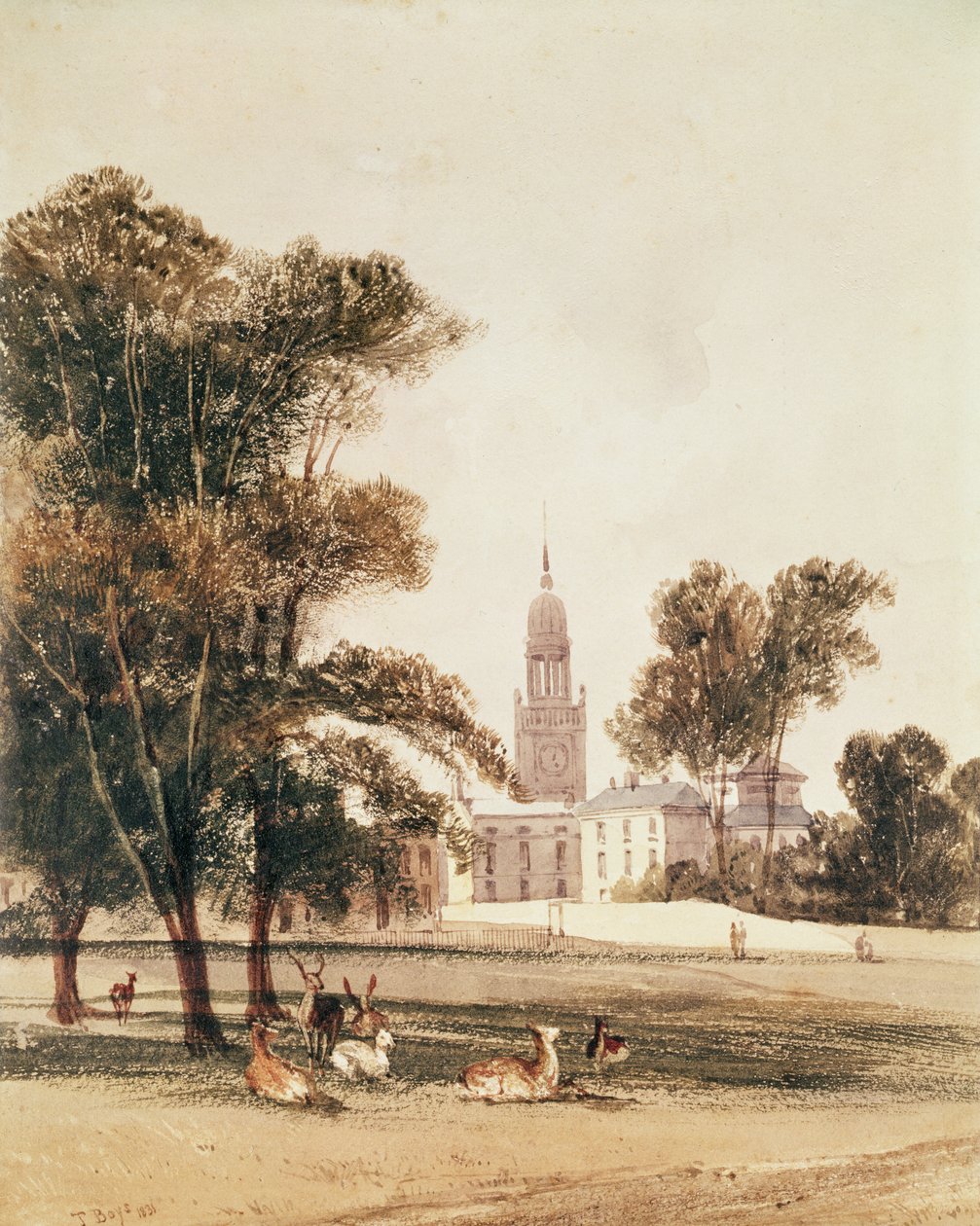 A St Alphage templom a parkból, Greenwich, 1831 alkotó: Thomas Shotter Boys