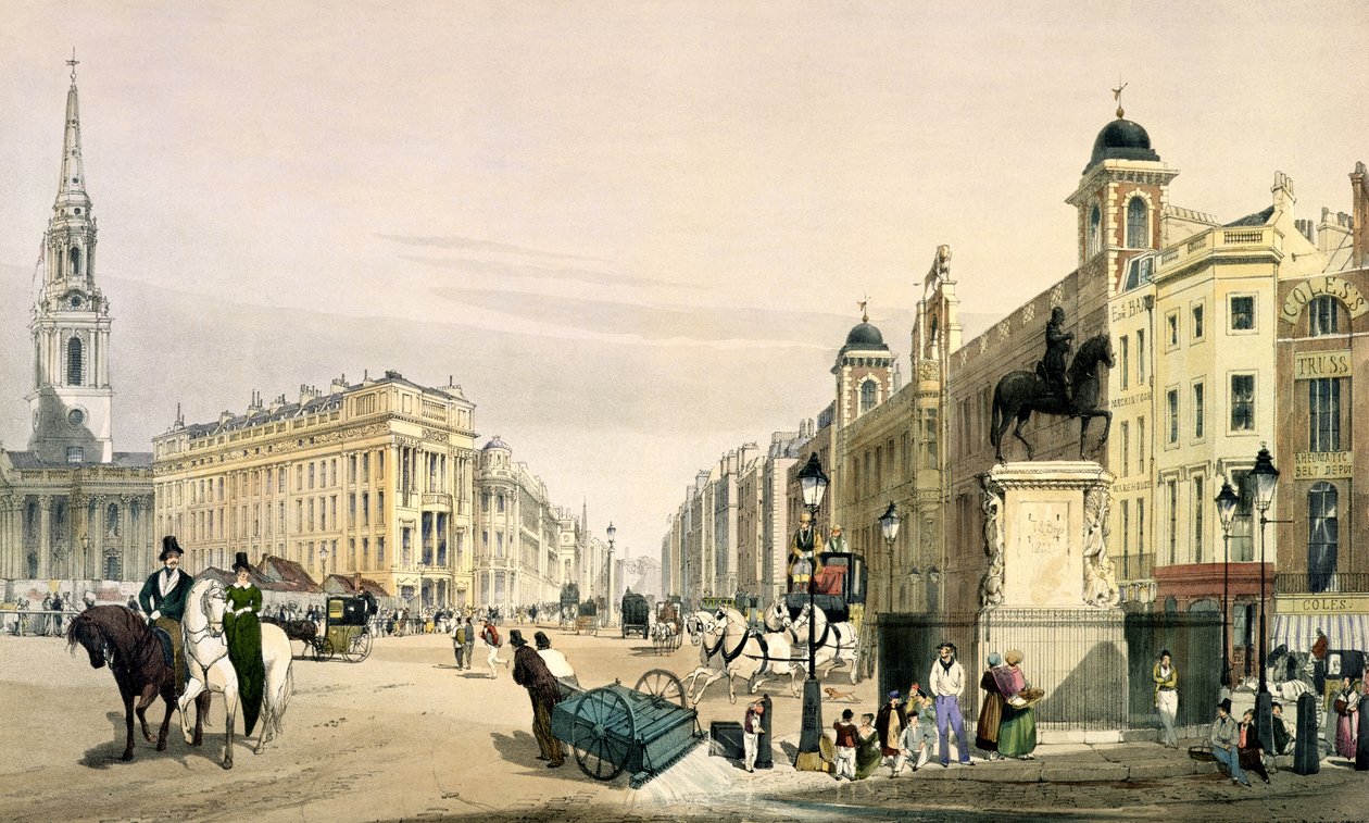 Kilátás a Charing Crossból, a Strand felé néz, 1842 alkotó: Thomas Shotter Boys