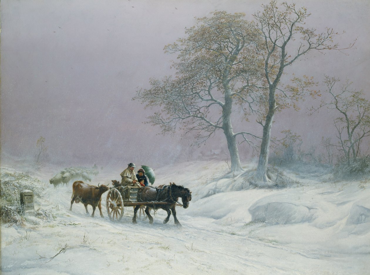 A téli út a piacra (olaj) alkotó: Thomas Sidney Cooper