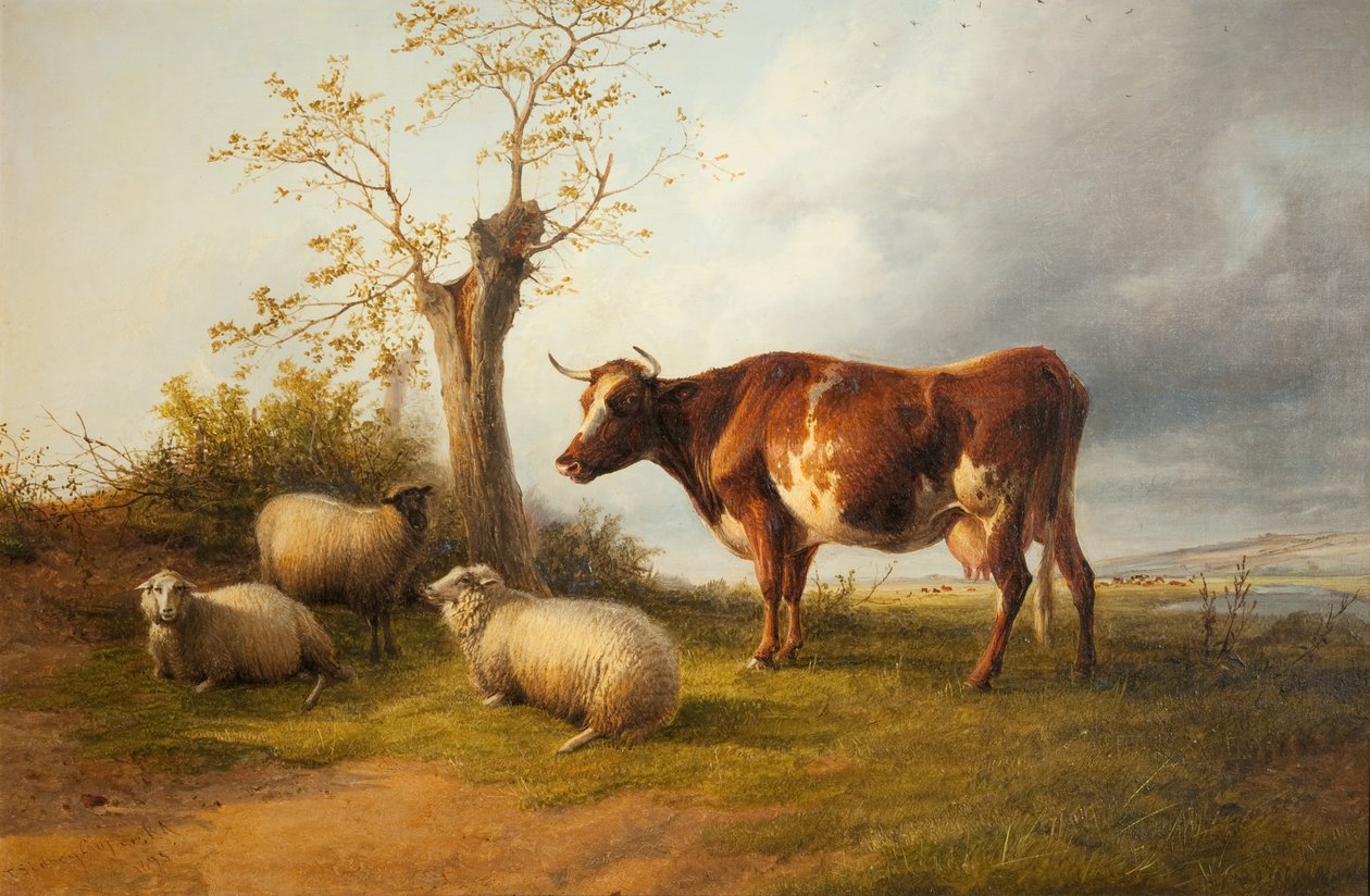 Kilátás a Stour-völgyben tehénnel alkotó: Thomas Sidney Cooper