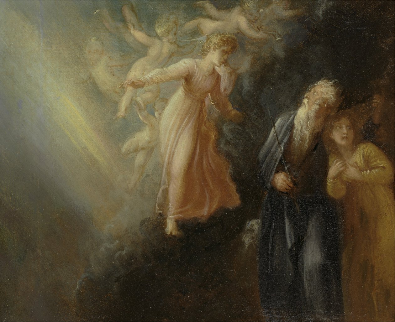 Prospero, Miranda és Ariel, A viharból, I. felvonás, II. jelenet alkotó: Thomas Stothard