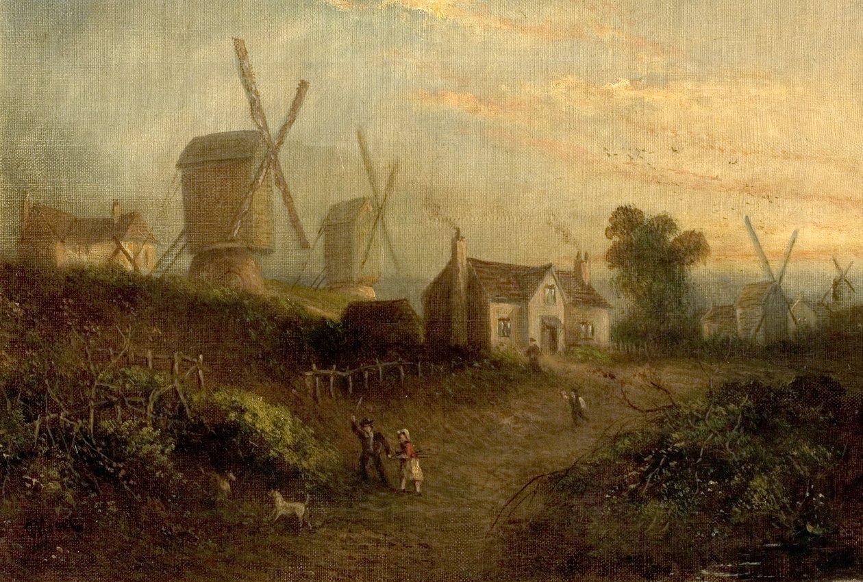 Mills and Gorse Bushes a Nottingham Forestben, 1848 alkotó: Thomas Sturge Moore