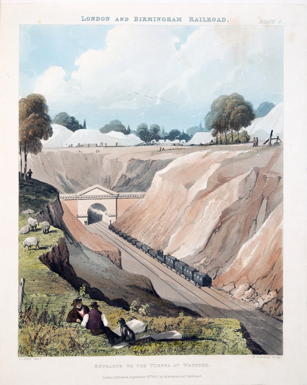 A watfordi alagút bejárata, 1837 (kézzel színezett metszet) alkotó: Thomas Talbot Bury