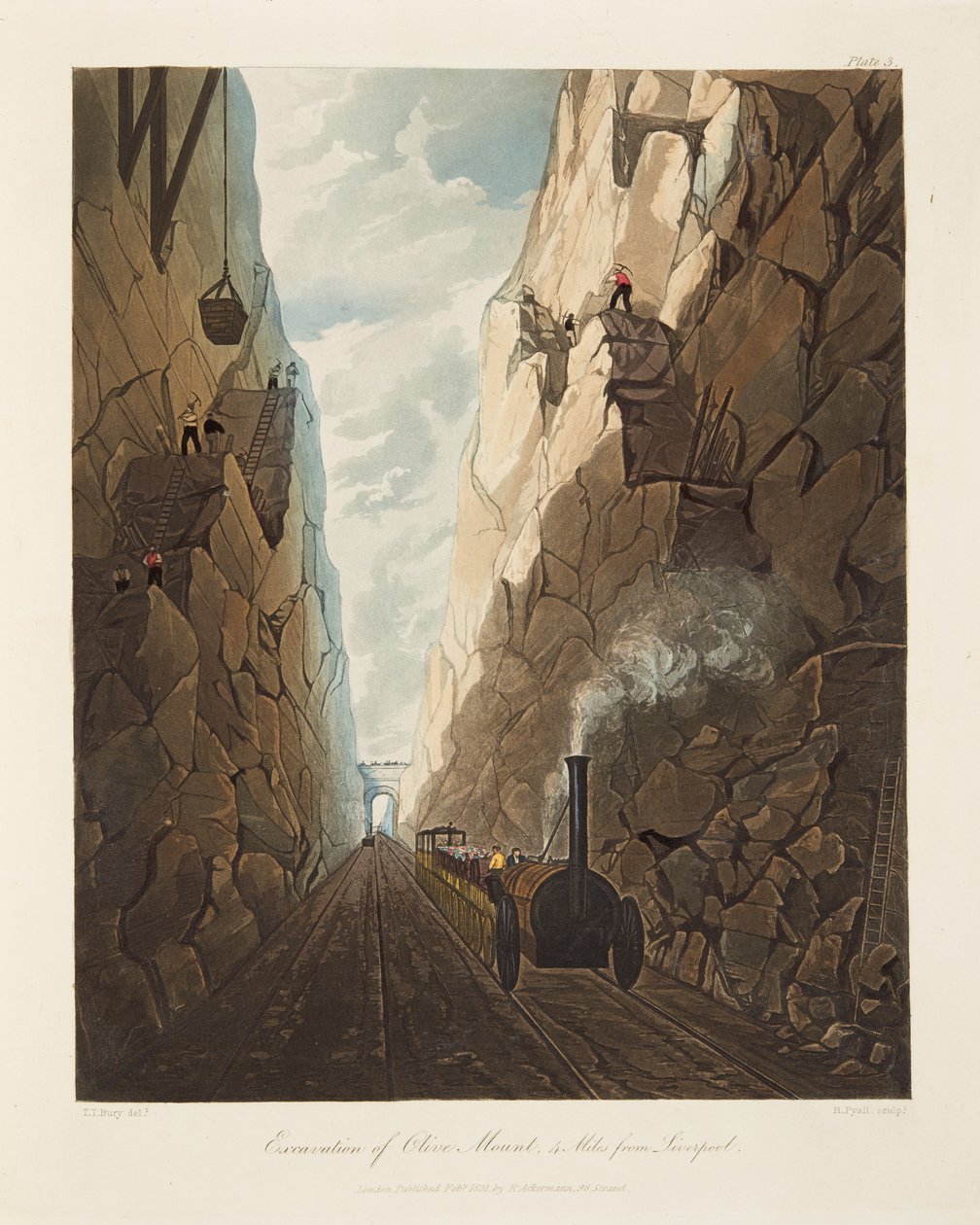 Az Olive Mount feltárása, 4 mérföldre Liverpooltól, 1831 (kézi színezett metszet) alkotó: Thomas Talbot Bury