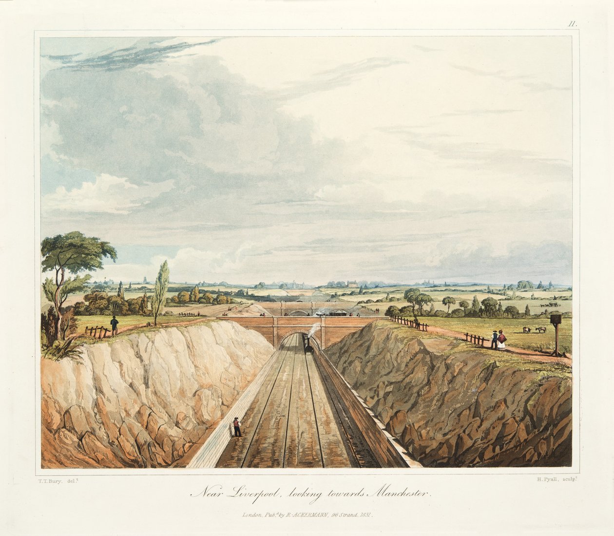Liverpool közelében, Manchester felé nézve, 1831-ben megjelent (kézi színes metszet) alkotó: Thomas Talbot Bury