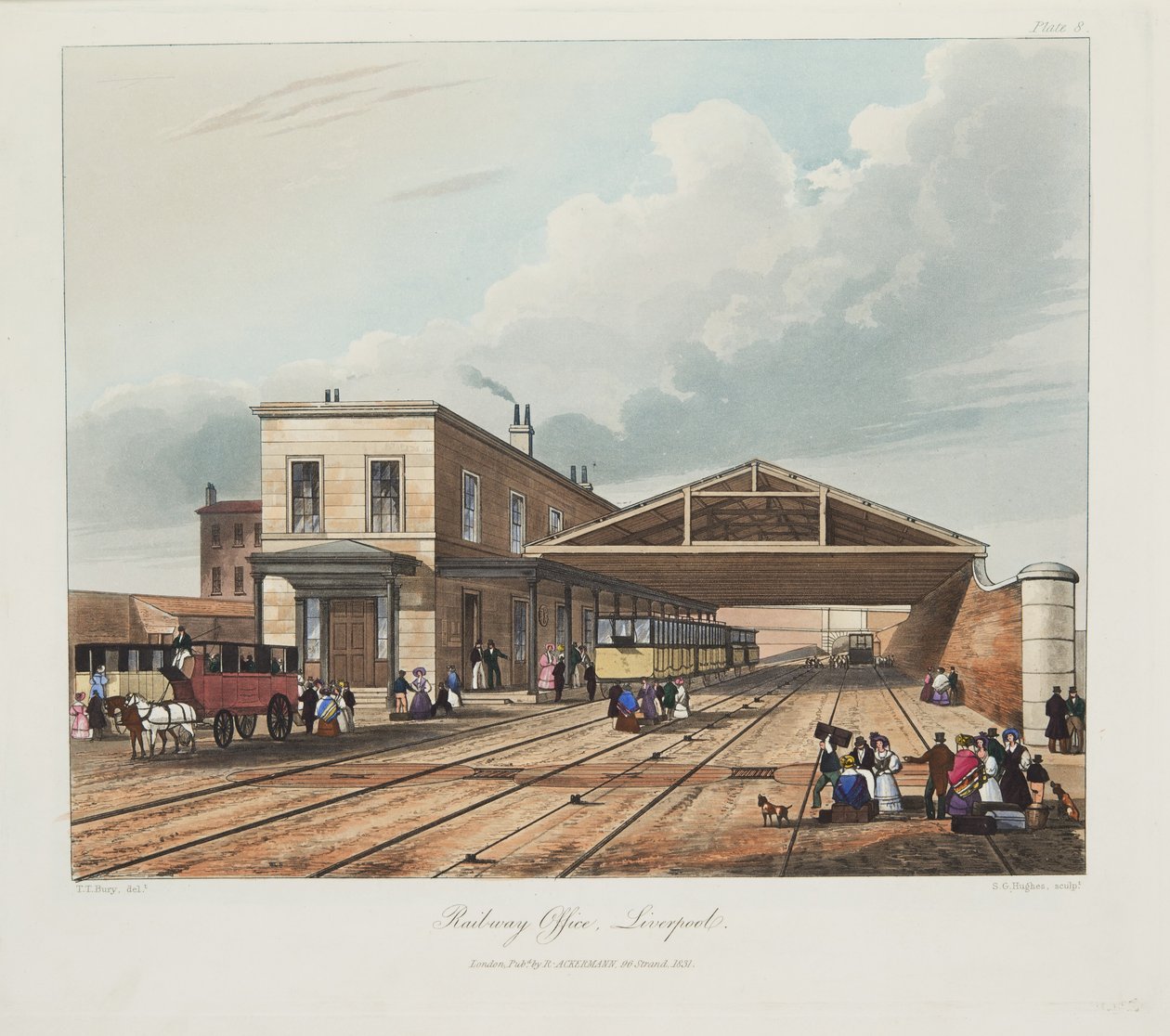 Vasúti hivatal, Liverpool, 1831 (kézi színes metszet) alkotó: Thomas Talbot Bury