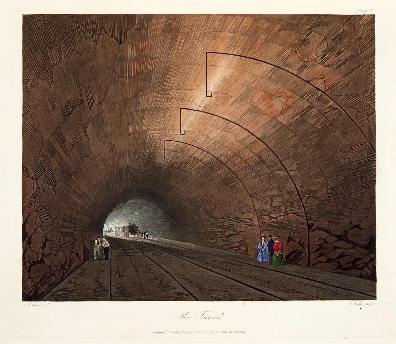 Az alagút, 1831 (kézzel színezett metszet) alkotó: Thomas Talbot Bury