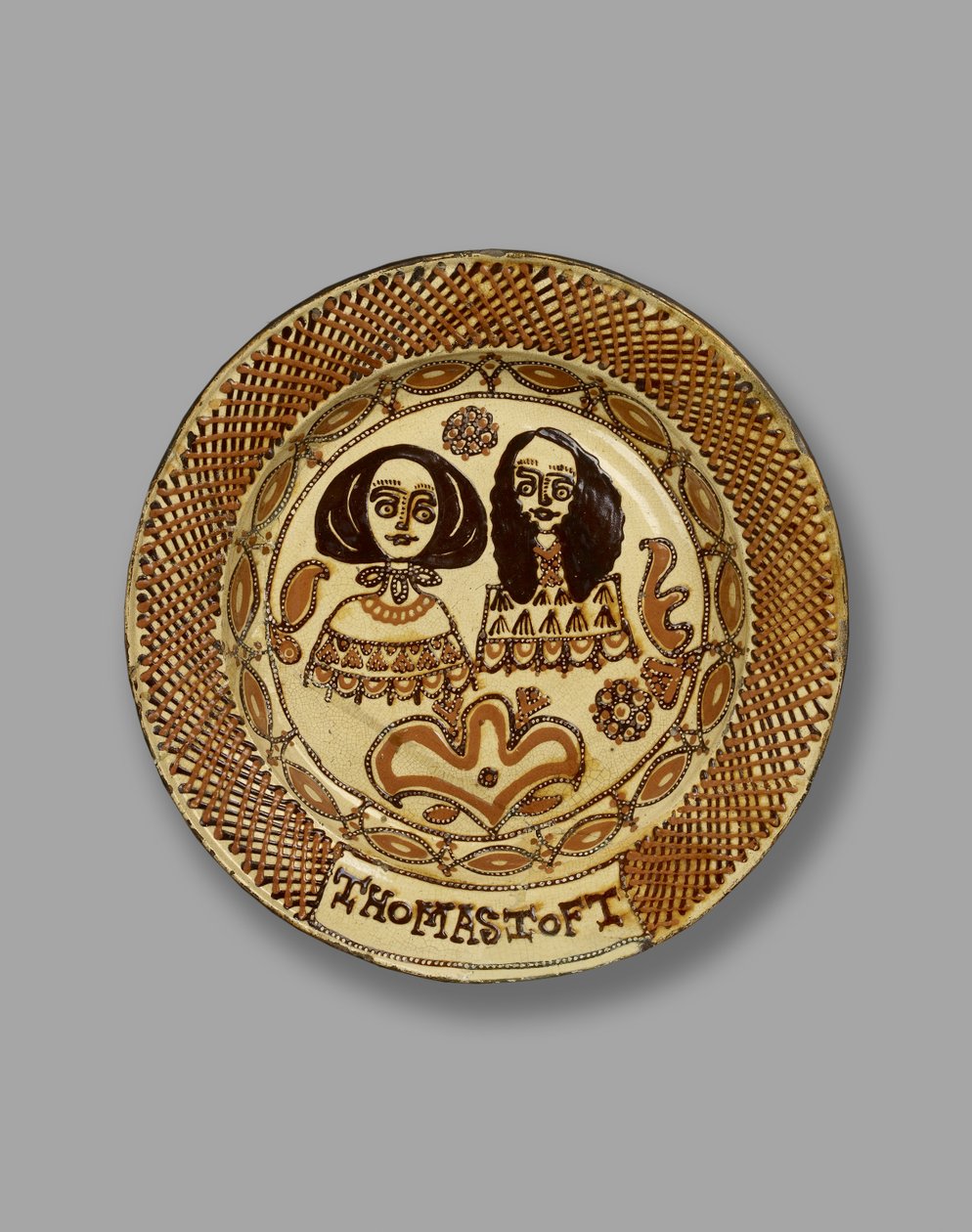 Toft Dish, Staffordshire evőeszközök, 1670 körül (festett kerámia) alkotó: Thomas Toft