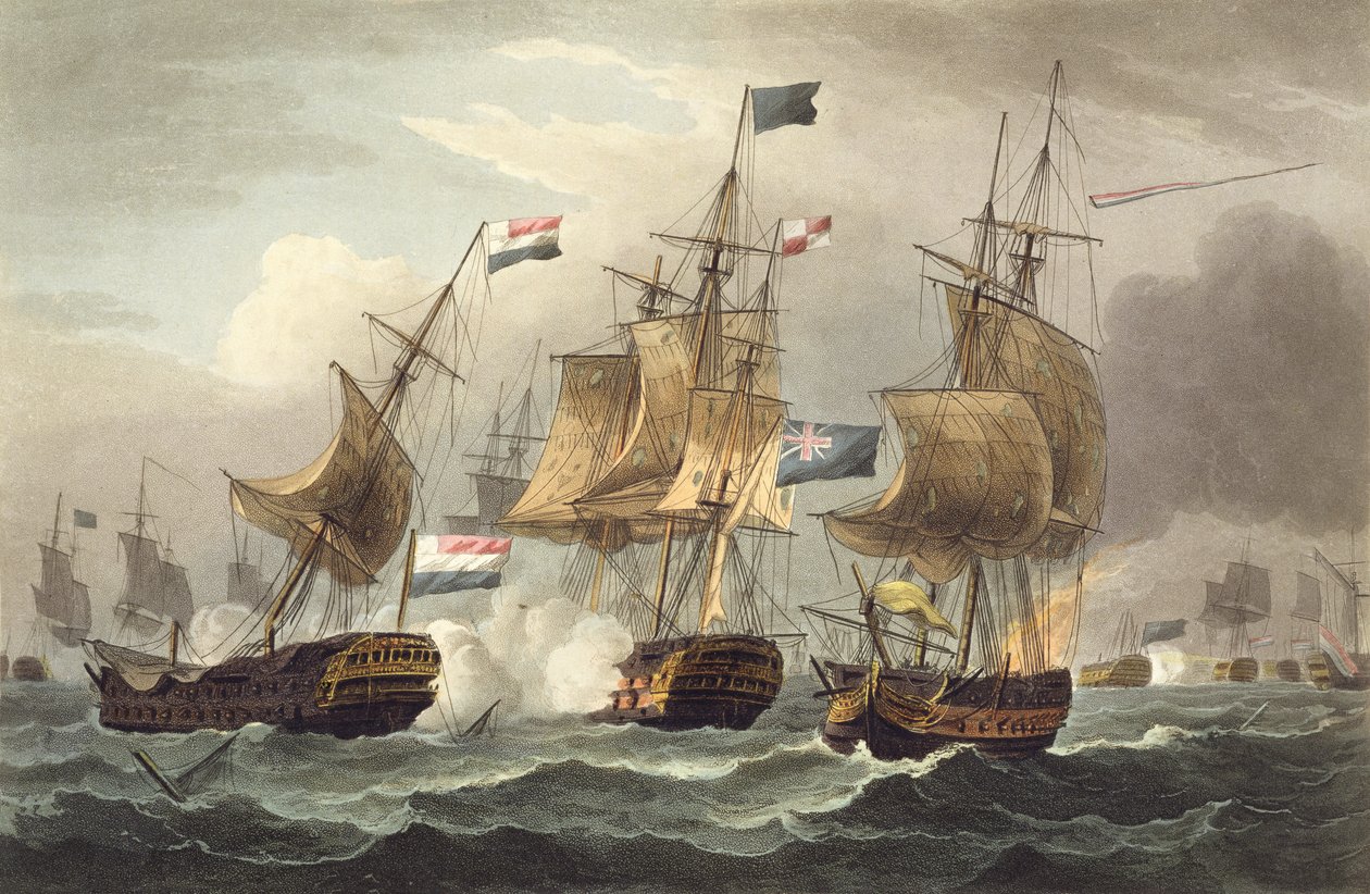 Camperdown akció, 1797. október 11., vésette Thomas Sutherland J. Jenkins „Naval Achievements” című művéhez, 1816 (színes metszet) alkotó: Thomas Whitcombe
