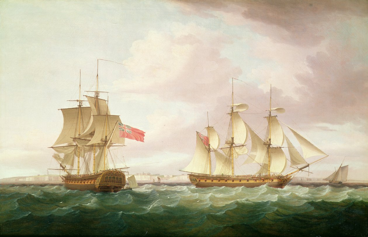 Brit fregattok Dovernél alkotó: Thomas Whitcombe