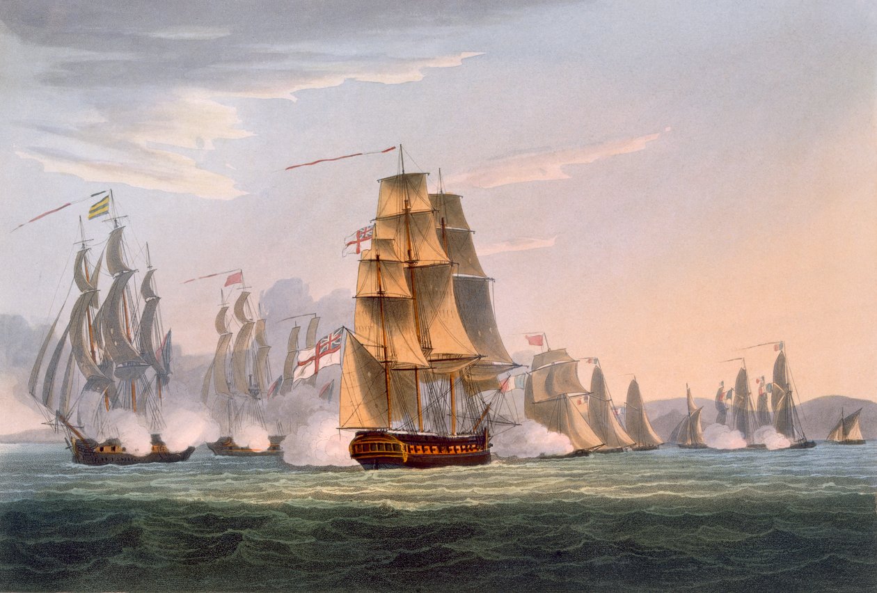 Le Sparviere elfoglalása, 1810. május 3., James Jenkins „The Naval Achievements of Great Britain” című művéből, James Baily (sz. 1785) metszete, 1816-ban megjelent (kézzel színezett akvatinta) alkotó: Thomas Whitcombe