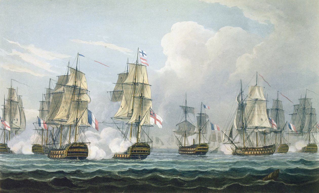 Sir Richard Strachan akciója a trafalgari csata után 1805. november 5-én, T. Sutherland vésette J. Ralfe „The Naval Chronology of Great Britain” című művéhez, 1820-ban megjelent (színes metszet) alkotó: Thomas Whitcombe