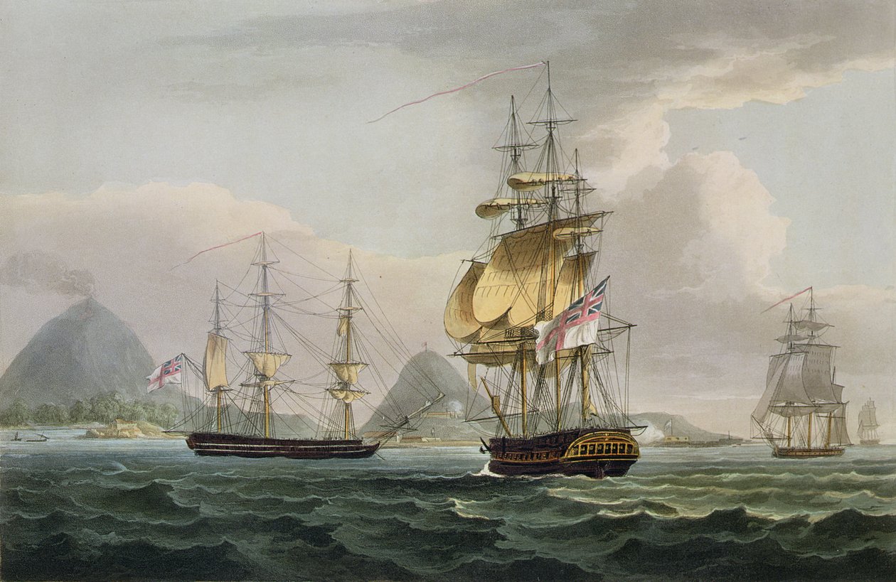 Banda szigetének elfoglalása, 1810. augusztus 9., Thomas Sutherland vésette J. Jenkins „Tengerészeti eredményei” című művéhez, 1816 (színes metszet) alkotó: Thomas Whitcombe