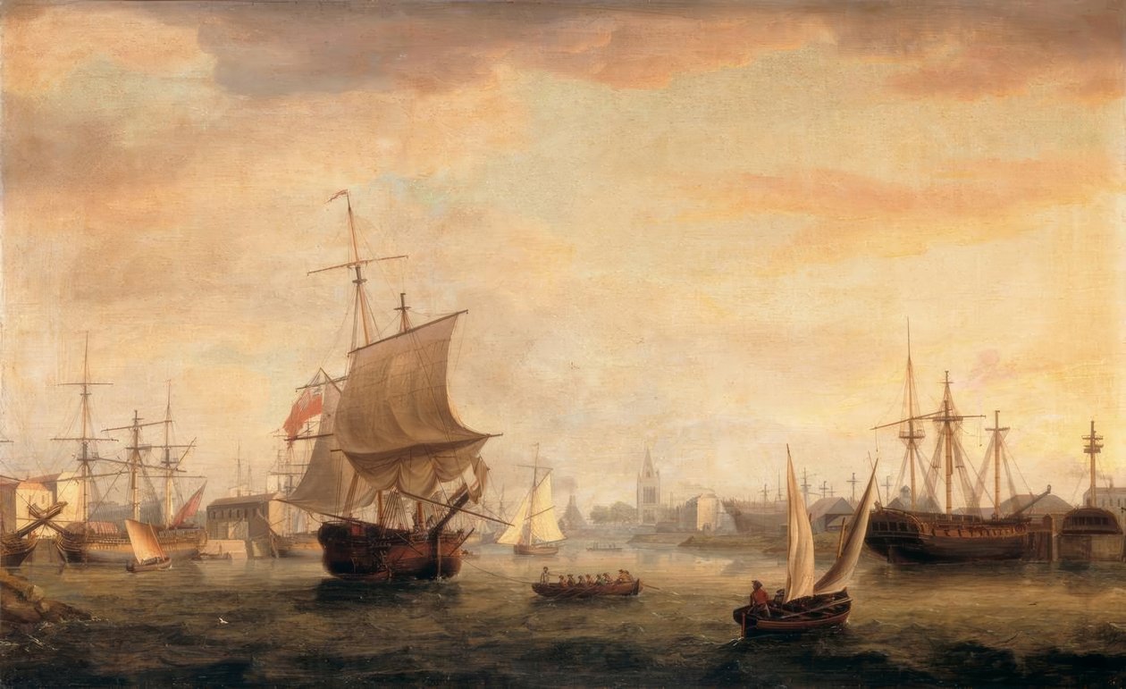 Kilátás a Bristol dokkjára és a rakpartra alkotó: Thomas Whitcombe