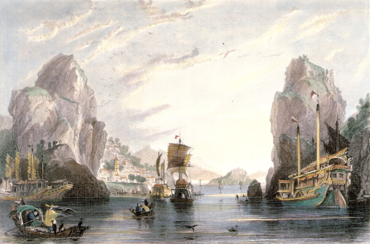 A Shi-Mun vagy a Sziklakapuk, 1850 körül alkotó: Thomas Allom