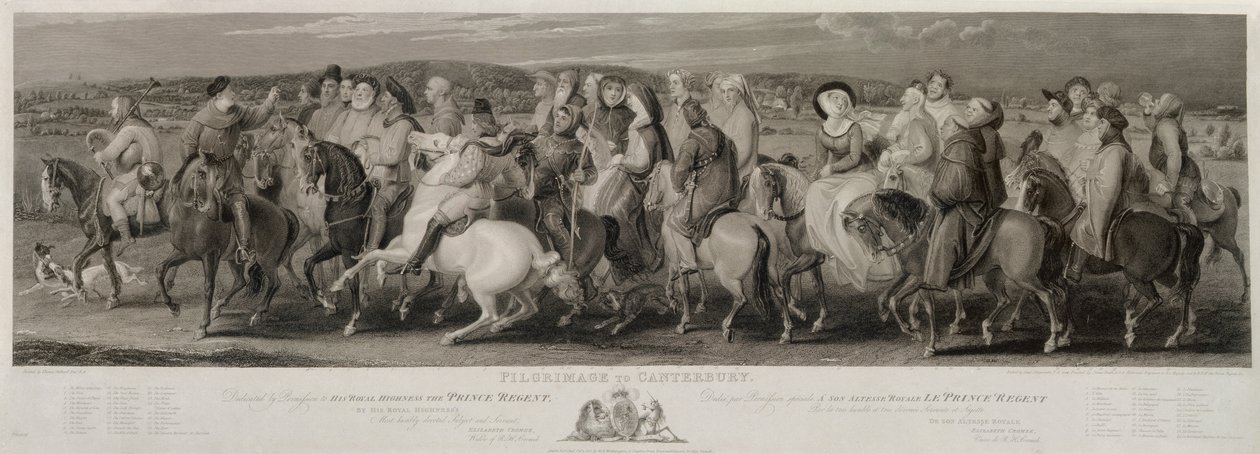 A Canterbury-i zarándoklat, James Heath (1757-1834) és Luigi Schiavonetti (1765-1810) metszete (rézkarc és metszet) alkotó: Thomas Stothard