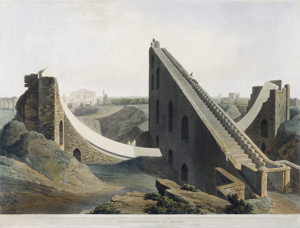 Delhi Obszervatóriuma, XIX. tábla az Oriental Scenery-ből, kocsma. 1808 (színes akvatinta) alkotó: Thomas und William Daniell