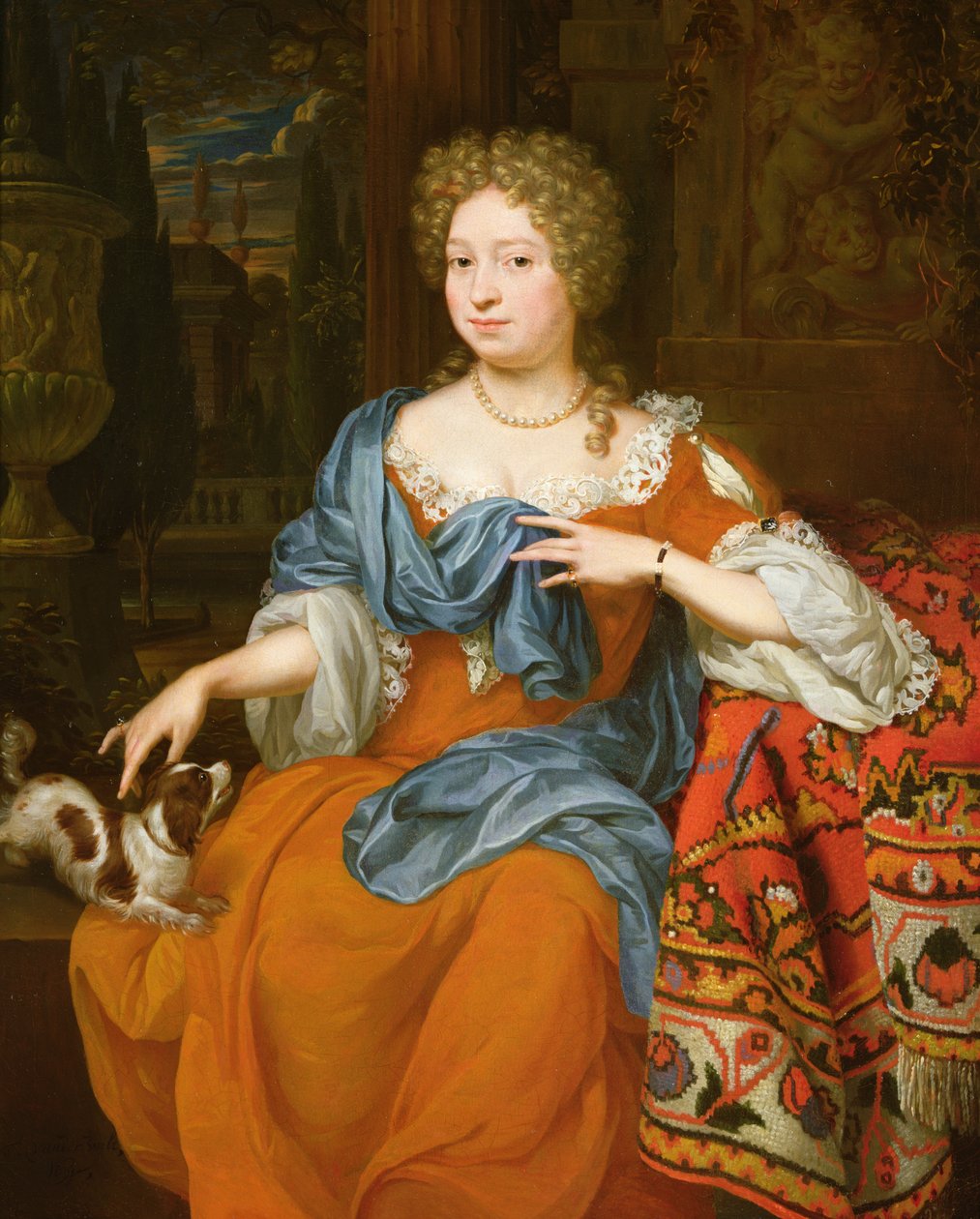 Piros ruhás hölgy portréja, 1691 alkotó: Thomas van der Wilt
