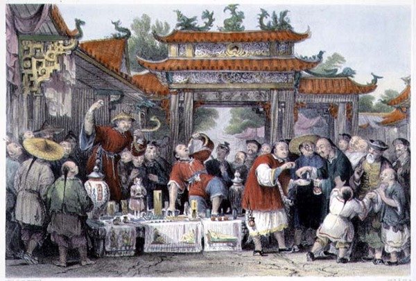 Egy vándororvos a Tien-Singben, George Newenham Wright (kb. 1790-1877) „China in a Series of Views” című művéből, 1843 (színes metszet) alkotó: Thomas (after) Allom