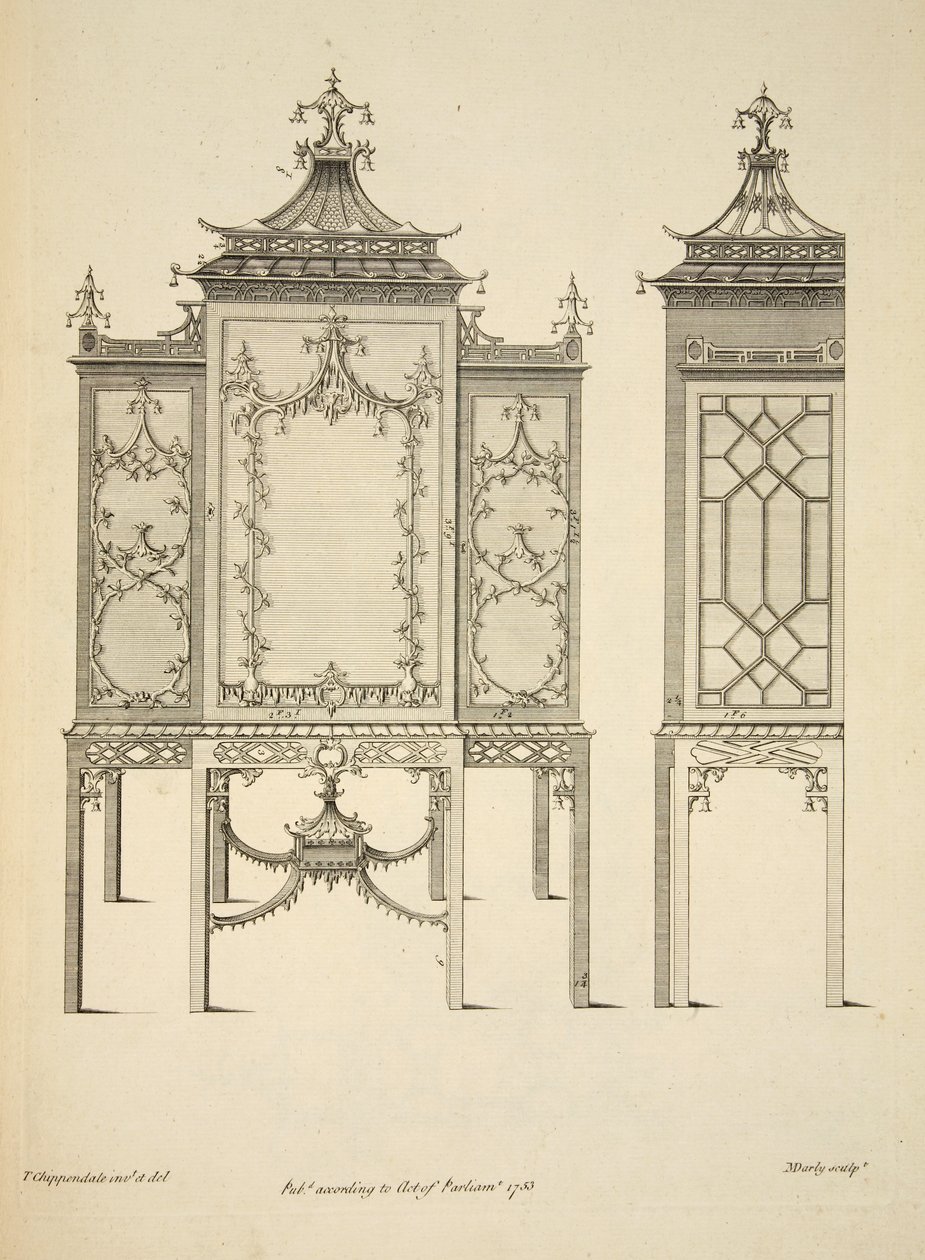 Design for a China Case, pub. 1753 (metszet) alkotó: Thomas (after) Chippendale