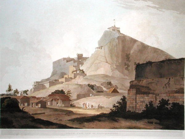 Trichinopoly délkeleti látképe, 49. tábla a "Keleti tájképek" című képből: Twenty Four Views in Hindoostan", Thomas és William (1769-1837) Daniell metszete. alkotó: Thomas (after) Daniell