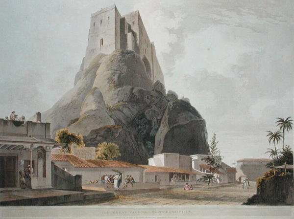 A Nagy Pagoda, Trichinopoly, 46. tábla a "Keleti tájképek" című képből: Twenty Four Views in Hindoostan", Thomas és William (1769-1837) Daniell metszete. alkotó: Thomas (after) Daniell