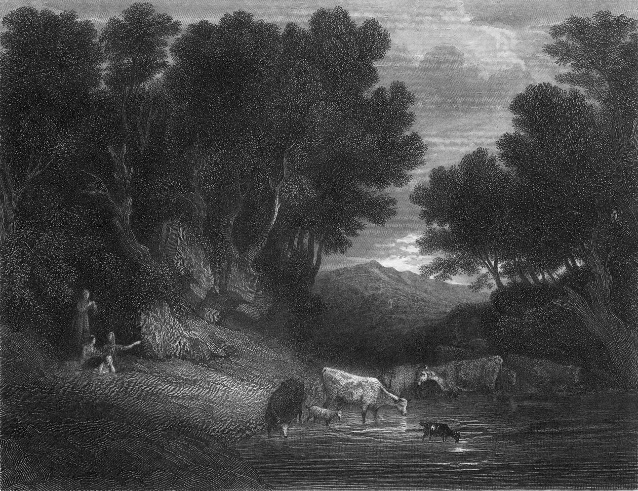 Az öntözőhely (metszet) alkotó: Thomas (after) Gainsborough