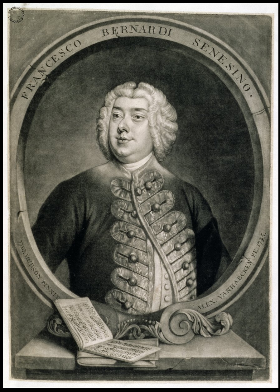 Francesco Bernardi Senesino, metszett Alexander van Haecken (1701-58) alkotó: Thomas (after) Hudson