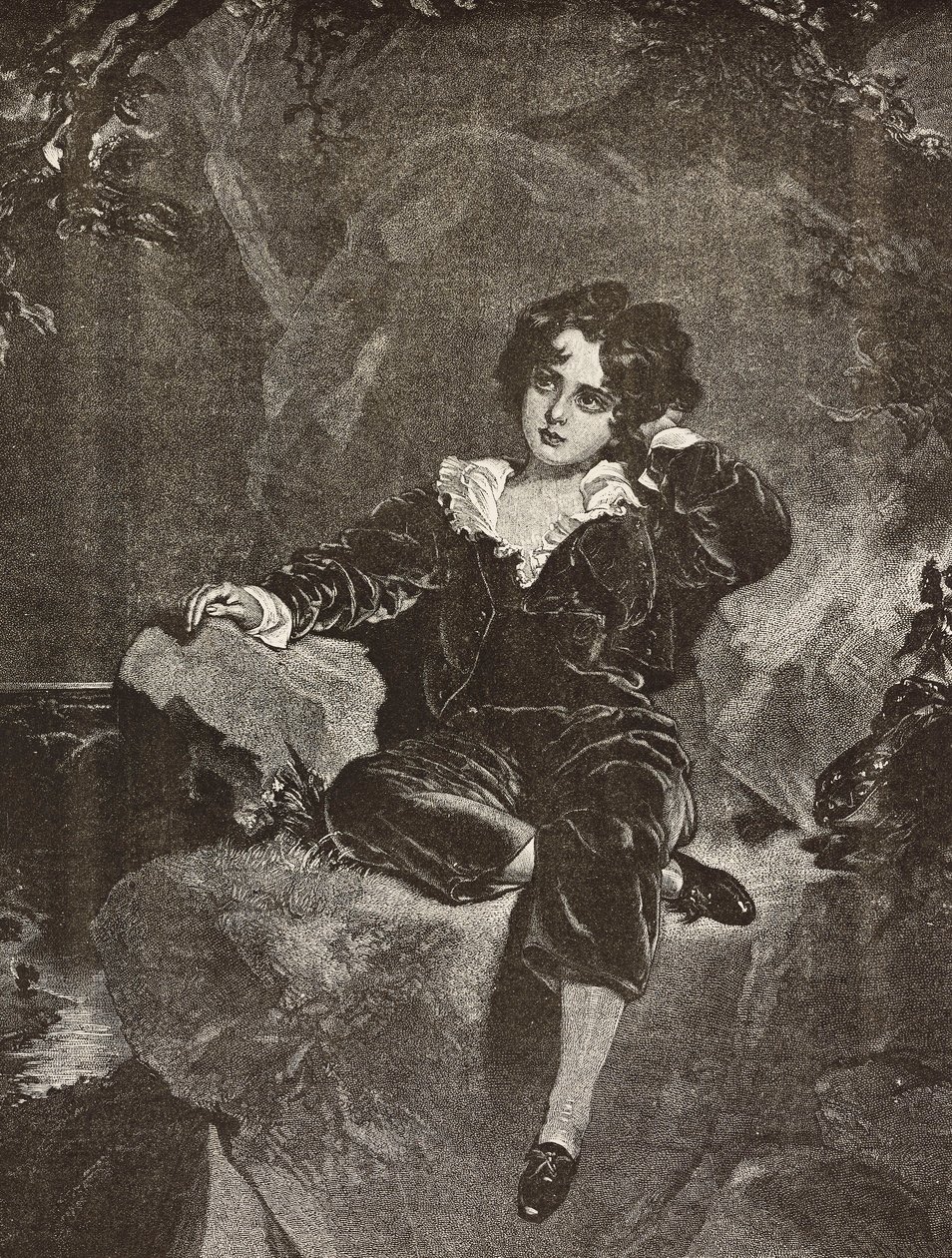 Lambton mester kisfiú portréja, Charles William Lambton, a vörös fiú, metszet Thomas Lawrence festményéről a L